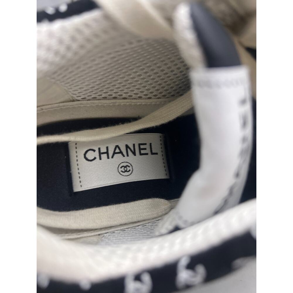 Chanel 22A Mens Black White Suede All Over CC Logo Low Top Trainer Sneakers 39 - Picture 8 of 10